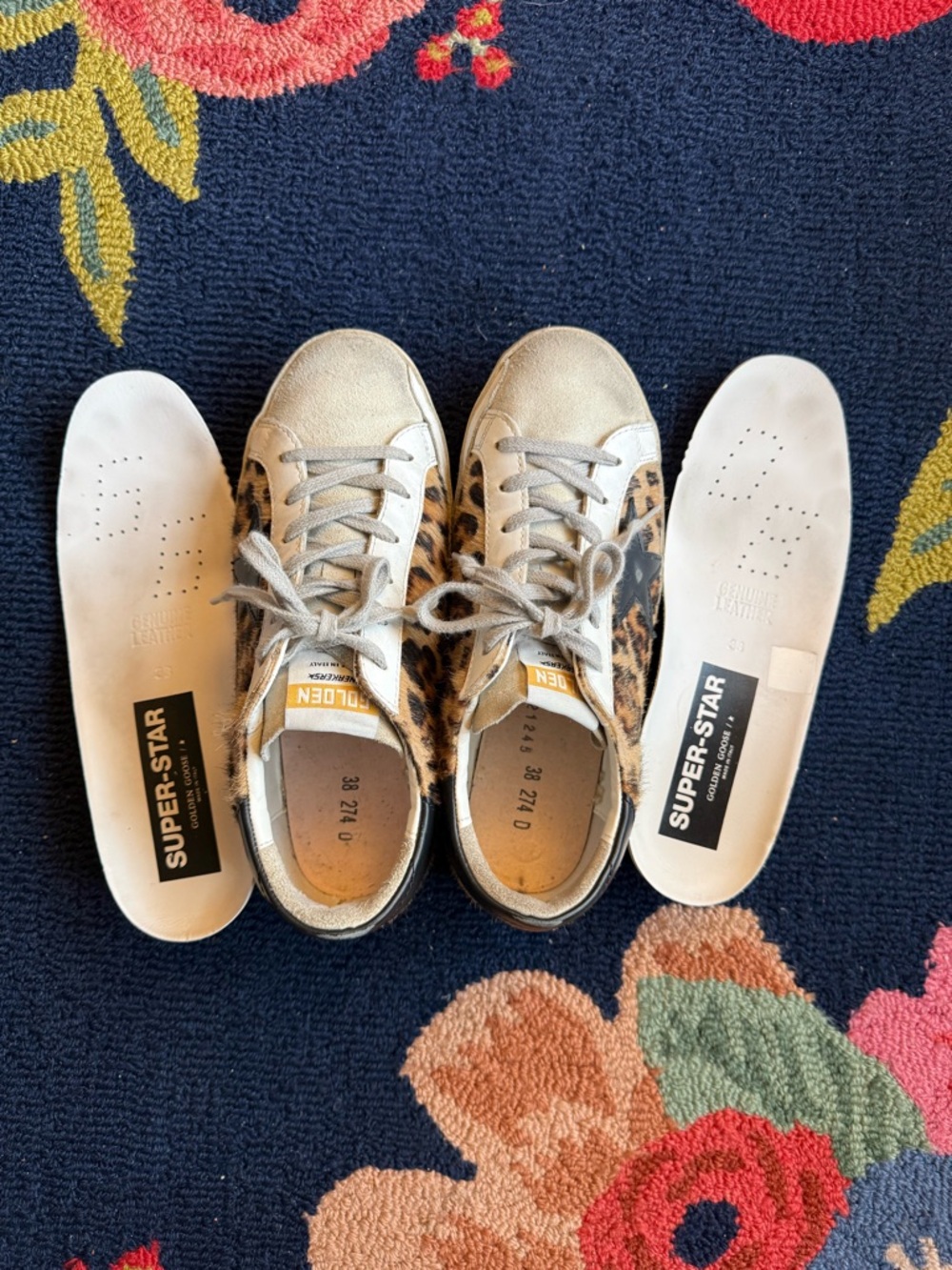 Golden Goose Superstar Leopard Print Calf Hair Sneakers - Picture 7 of 9